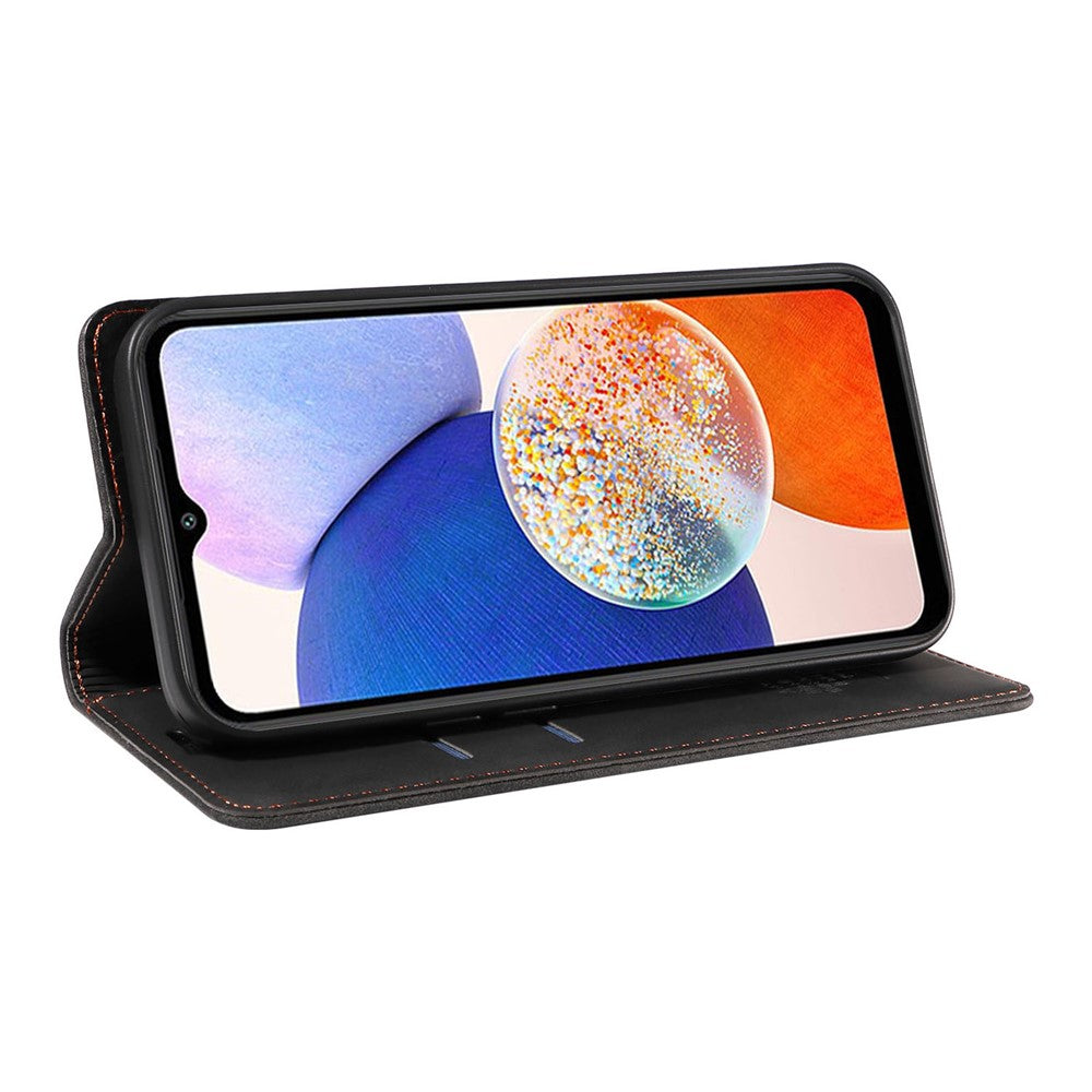 BETOPNICE 003 För Samsung Galaxy A14 4G / 5G mobilstativ Stötsäker Plånbok RFID-blockerande PU-läderfodral