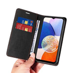BETOPNICE 003 För Samsung Galaxy A14 4G / 5G mobilstativ Stötsäker Plånbok RFID-blockerande PU-läderfodral