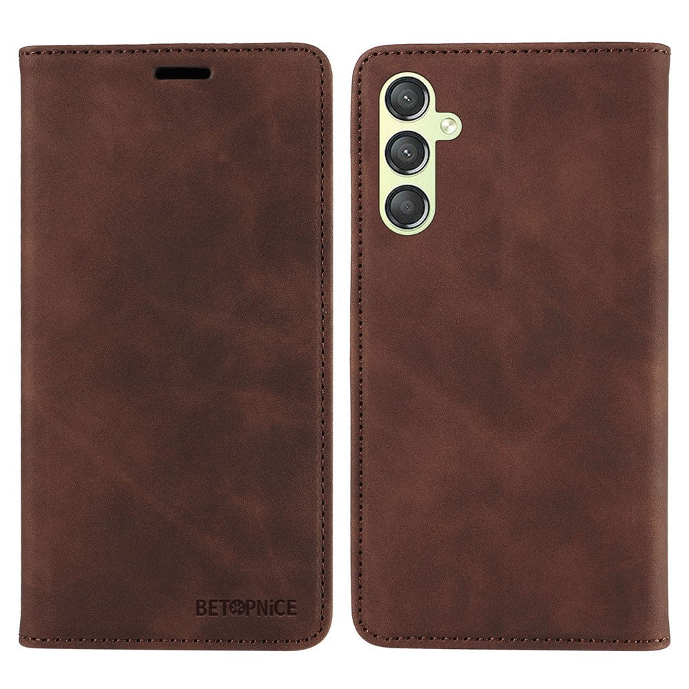 BETOPNICE 003 For Samsung Galaxy A24 4G (162.1 x 77.6 x 8.3mm) RFID Blocking PU Leather Stand Cover Shockproof Wallet Cell Phone Case