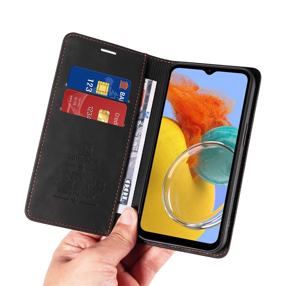 BETOPNICE 003 RFID Blocking Phone Cover For Samsung Galaxy F14 5G / M14 5G , PU Leather Stand Wallet Mobile Phone Case
