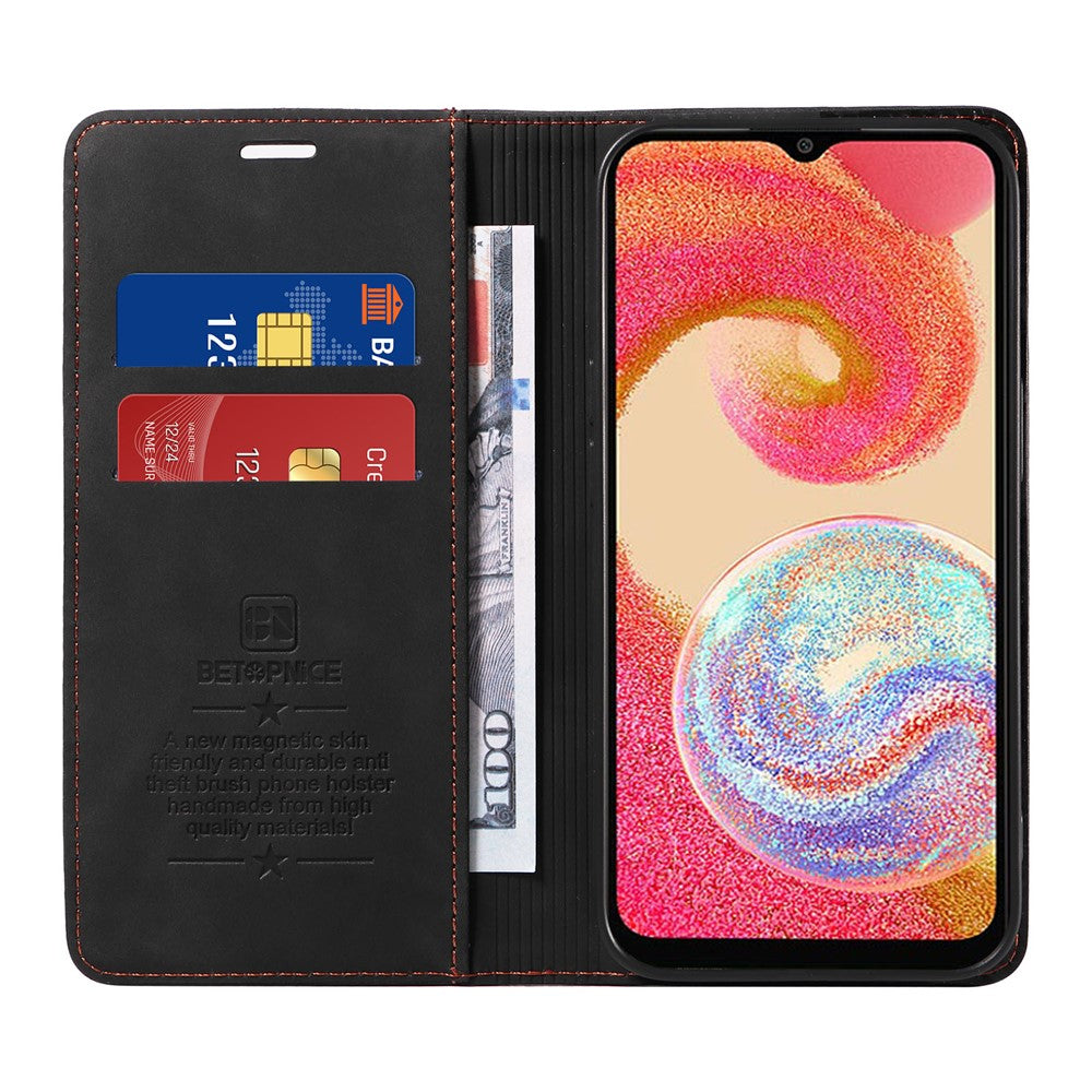 BETOPNICE 003 Til Samsung Galaxy A04e 4G / F04 4G / M04 4G Pung Etui RFID Blokerende PU Læder Stand Cover