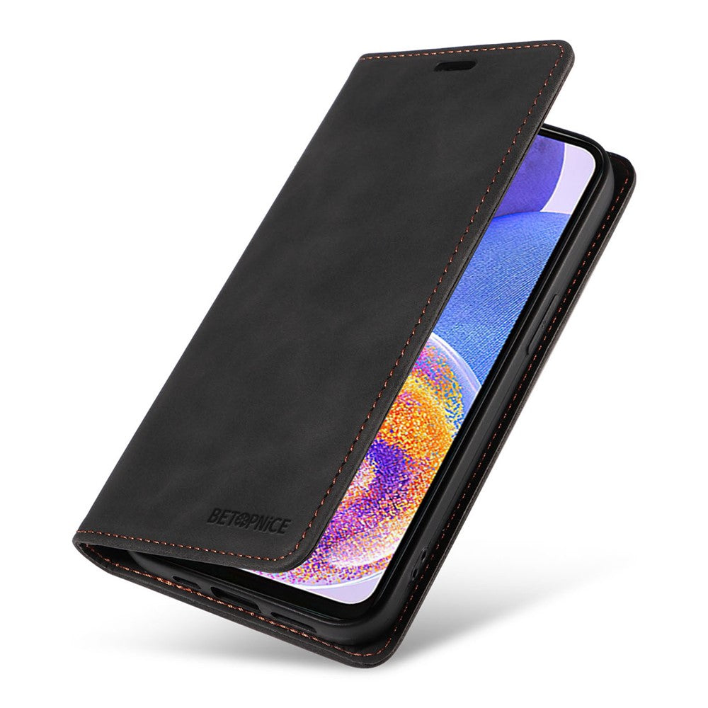 BETOPNICE 003 til Samsung Galaxy A73 5G Slim-Fit PU-læder stand cover RFID-blokerende pung-telefonetui