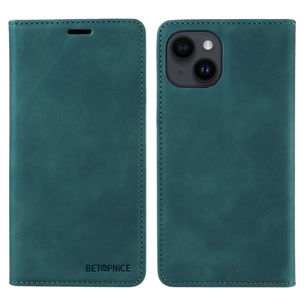 BETOPNICE 003 For iPhone 15 Phone Case RFID Blocking PU Leather Stand Cover Wallet