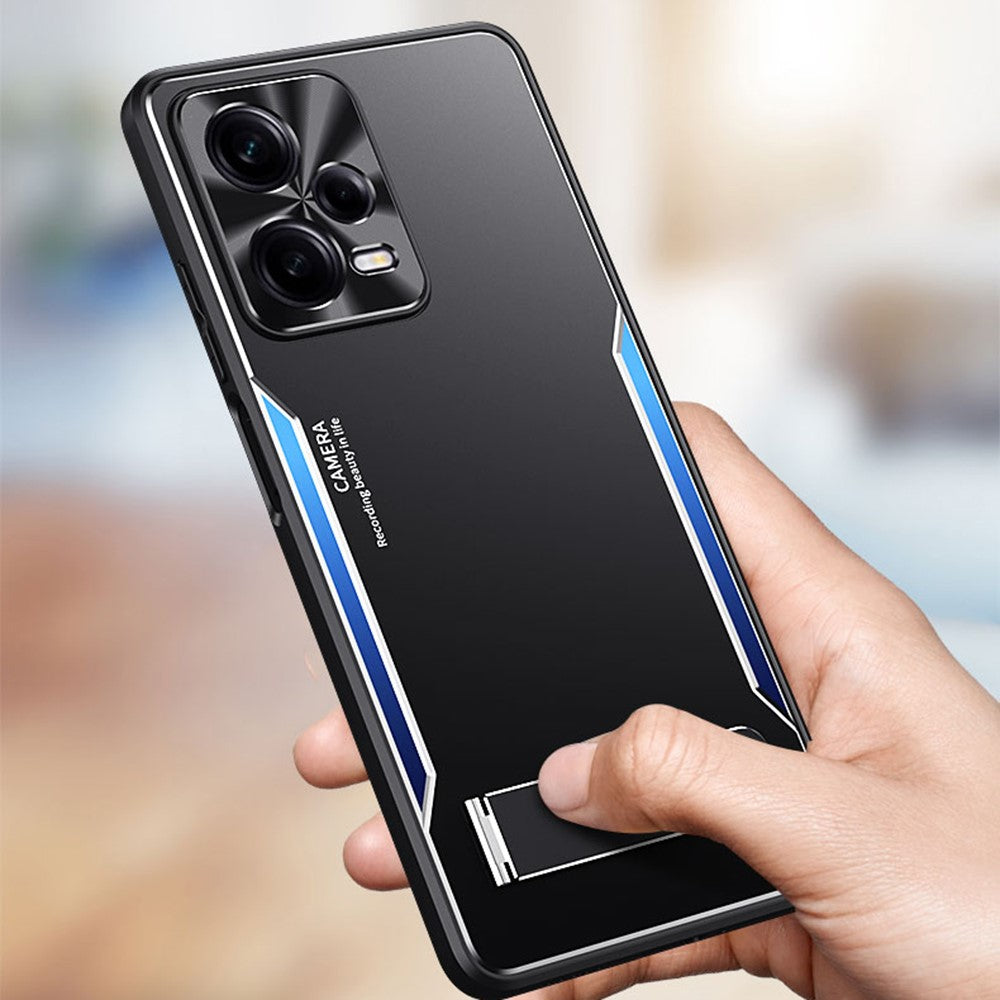 For Xiaomi Redmi Note 12 Pro 5G Kickstand Drop-proof Case TPU+Aluminium Alloy Phone Cover