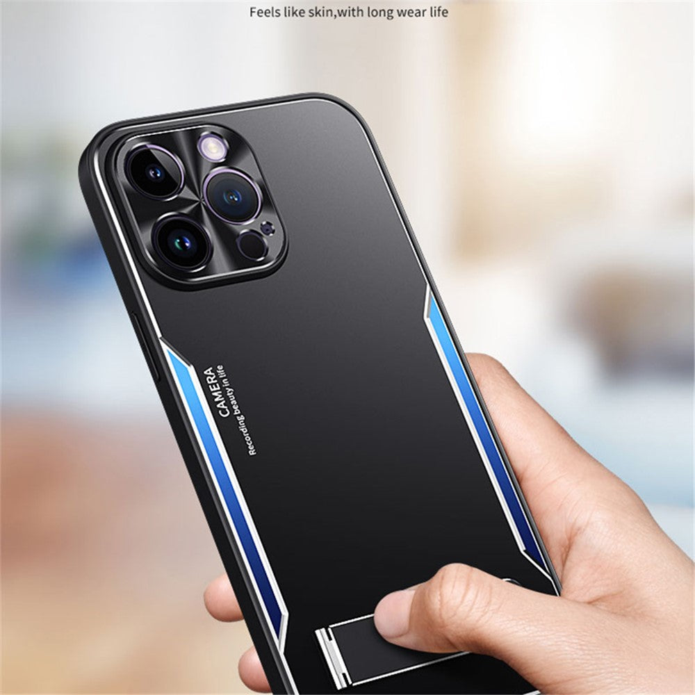 Cell Phone Case For iPhone 12 Pro , TPU + Aluminium Alloy Phone Cover Shell with Kickstand