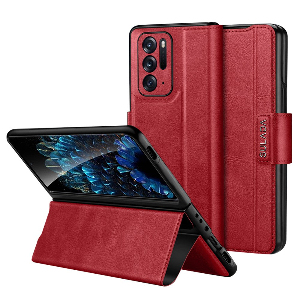 SULADA For Oppo Find N Protective Case PU Leather+PC Cover Anti-Drop Stand Phone Case