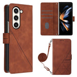For Samsung Galaxy Z Fold5 5G Leather Case with Shoulder Strap Wallet Stand Phone Cover