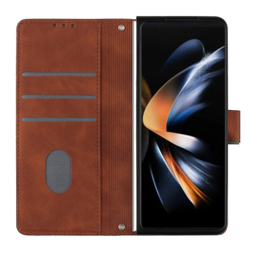 For Samsung Galaxy Z Fold5 5G Leather Case with Shoulder Strap Wallet Stand Phone Cover