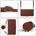 For Samsung Galaxy Z Fold5 5G Leather Case with Shoulder Strap Wallet Stand Phone Cover