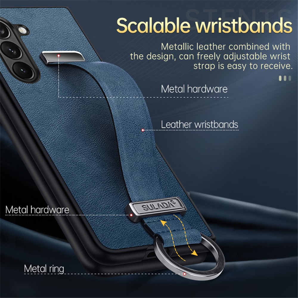 SULADA Fashion Series för Samsung Galaxy Z Fold5 5G armbandsstativ mobilskal läderbelagt PC-skal