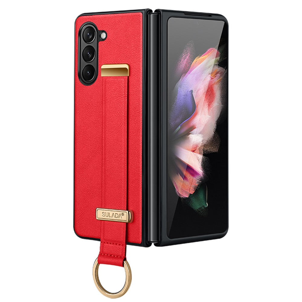 SULADA Fashion Series för Samsung Galaxy Z Fold5 5G armbandsstativ mobilskal läderbelagt PC-skal