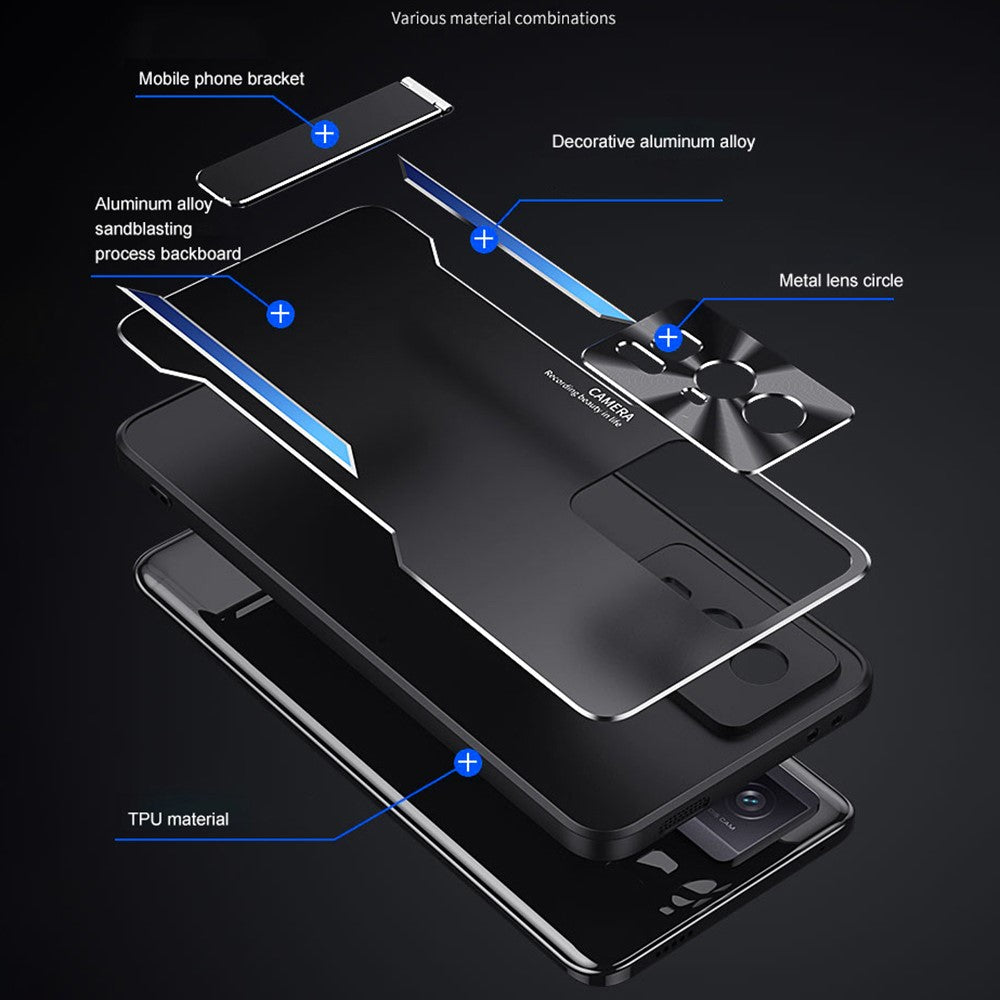 Xiaomi Poco F5 Pro 5G / Redmi K60 5G / K60 Pro 5G Stativ mobilskal TPU + Aluminiumlegeringsskal
