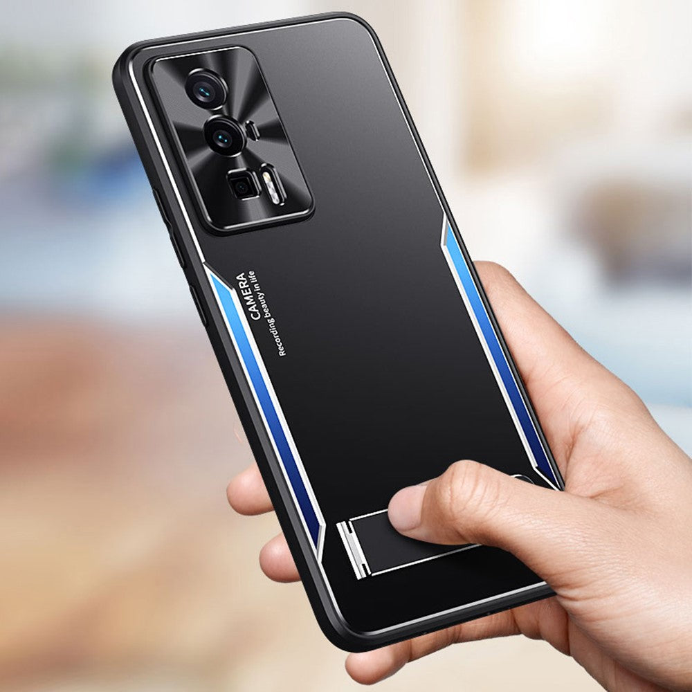 Xiaomi Poco F5 Pro 5G / Redmi K60 5G / K60 Pro 5G Stativ mobilskal TPU + Aluminiumlegeringsskal