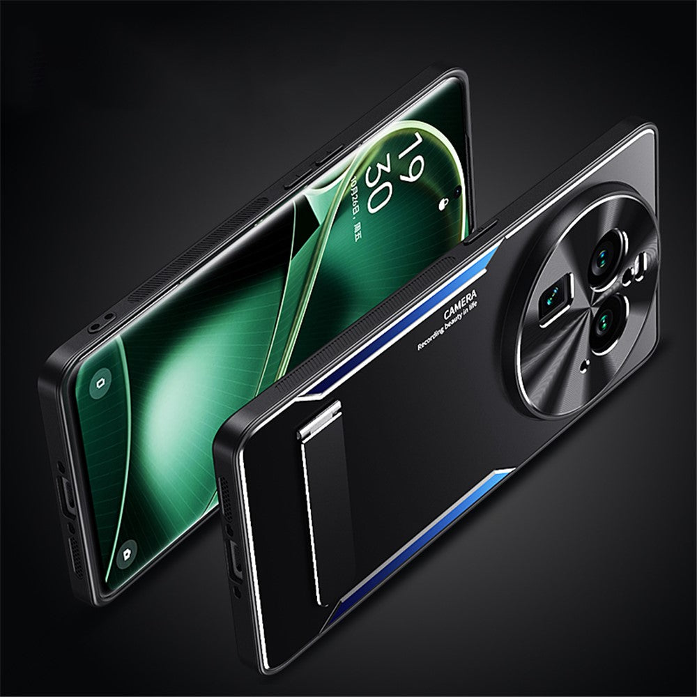 For Oppo Find X6 Kickstand Case Aluminum Alloy Soft TPU Shockproof Phone Cover