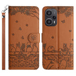 For Xiaomi Poco F5 5G / Redmi Note 12 Turbo Phone Wallet Case PU Leather Wall Cats Imprinted Stand Cover with Strap
