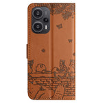For Xiaomi Poco F5 5G / Redmi Note 12 Turbo Phone Wallet Case PU Leather Wall Cats Imprinted Stand Cover with Strap