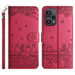 For Xiaomi Poco F5 5G / Redmi Note 12 Turbo Phone Wallet Case PU Leather Wall Cats Imprinted Stand Cover with Strap