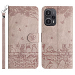 For Xiaomi Poco F5 5G / Redmi Note 12 Turbo Phone Wallet Case PU Leather Wall Cats Imprinted Stand Cover with Strap