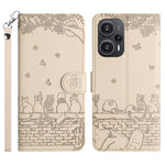 For Xiaomi Poco F5 5G / Redmi Note 12 Turbo Phone Wallet Case PU Leather Wall Cats Imprinted Stand Cover with Strap