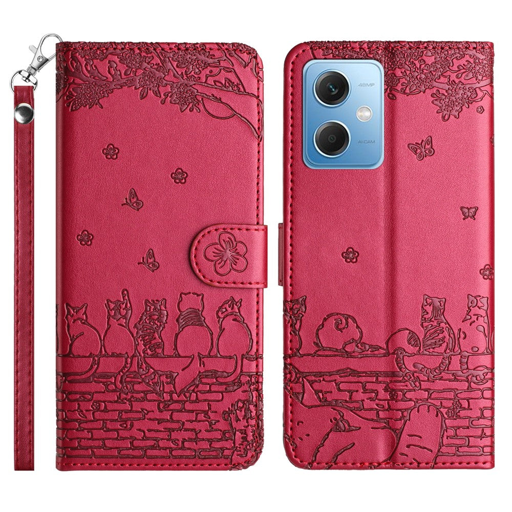 For Xiaomi Redmi Note 12 5G (China) / (India) / (Global) / Poco X5 5G Stand Wallet Leather Case Imprinted Phone Cover with Strap