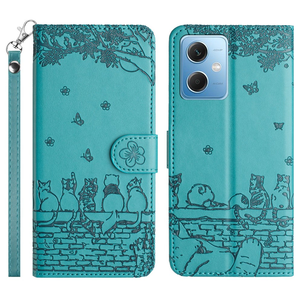 For Xiaomi Redmi Note 12 5G (China) / (India) / (Global) / Poco X5 5G Stand Wallet Leather Case Imprinted Phone Cover with Strap