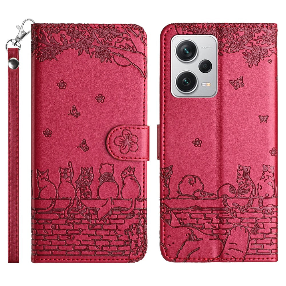For Xiaomi Redmi Note 12 Pro 5G / 12 Pro Speed 5G / Poco X5 Pro 5G Imprinted PU Leather Phone Case Wallet Stand Cover with Strap