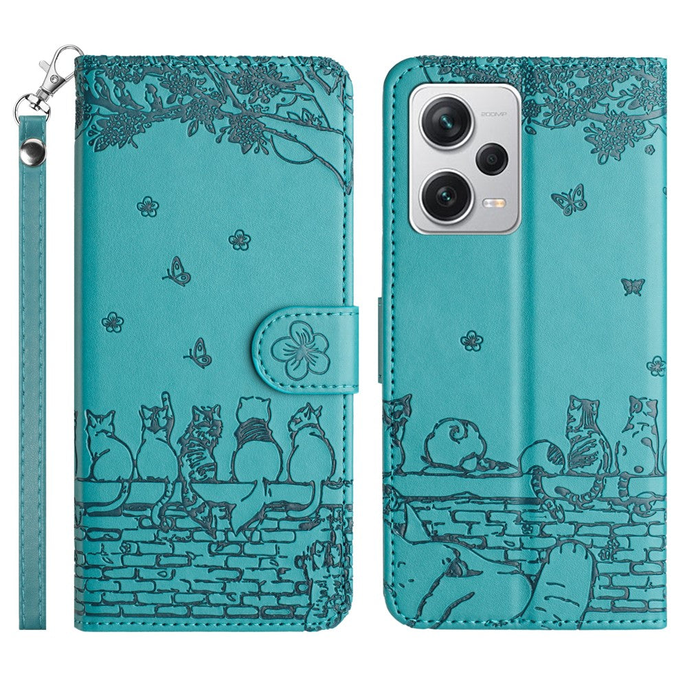 For Xiaomi Redmi Note 12 Pro 5G / 12 Pro Speed 5G / Poco X5 Pro 5G Imprinted PU Leather Phone Case Wallet Stand Cover with Strap
