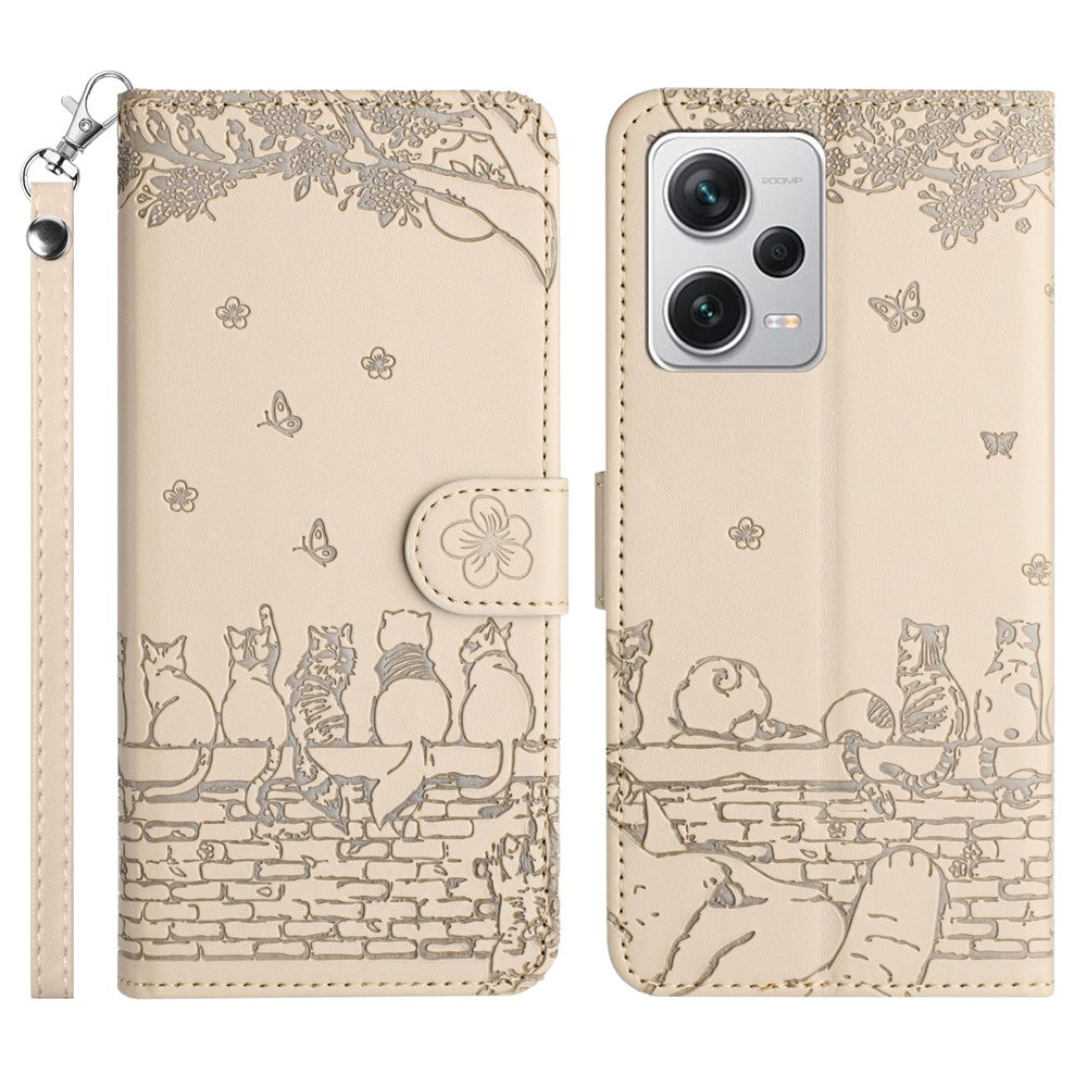 For Xiaomi Redmi Note 12 Pro 5G / 12 Pro Speed 5G / Poco X5 Pro 5G Imprinted PU Leather Phone Case Wallet Stand Cover with Strap