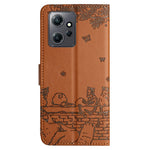 For Xiaomi Redmi Note 12 4G Stand Wallet Case Wall Cats Imprinted PU Leather Phone Cover with Strap