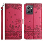Xiaomi Redmi Note 12 4G stativplånboksfodral väggkatter präglade PU-lädermobilfodral med rem