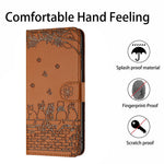 Stand Wallet Phone Leather Cover for Samsung Galaxy A54 5G , Imprinted Wall Cats Phone Case with Strap