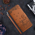 Stand Wallet Phone Leather Cover for Samsung Galaxy A54 5G , Imprinted Wall Cats Phone Case with Strap