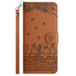 Stand Wallet Phone Leather Cover for Samsung Galaxy A54 5G , Imprinted Wall Cats Phone Case with Strap