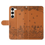 Phone Leather Cover for Samsung Galaxy S23 , Stand Wallet Imprinted Wall Cats Case with Strap