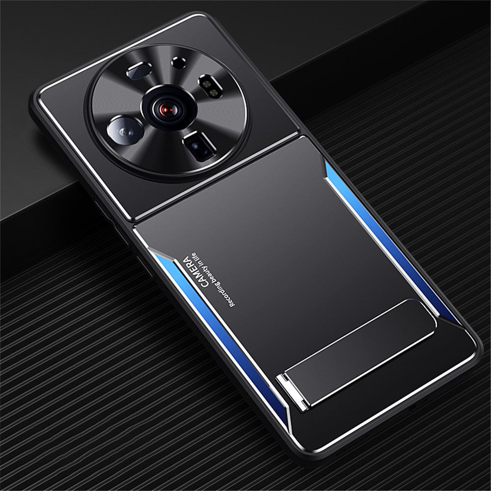 Anti-Scratch Phone Case For Xiaomi 12S Ultra 5G , Cell Phone Shell TPU+Aluminium Alloy Cover with Kickstand