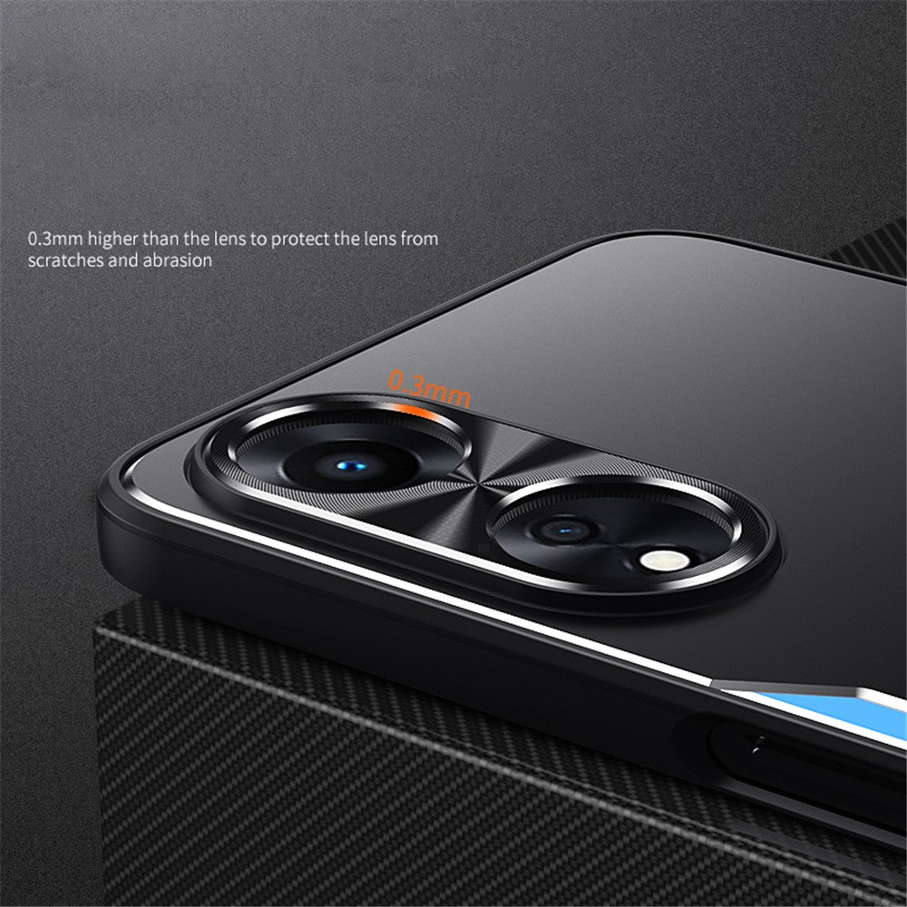 For Oppo A58 5G Slim-fit Mobile Phone Case Aluminum Alloy Soft TPU Raised Edge Protection Cover