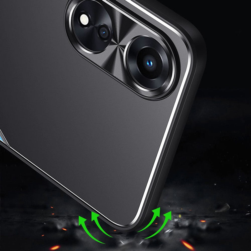 For Oppo A58 5G Slim-fit Mobile Phone Case Aluminum Alloy Soft TPU Raised Edge Protection Cover