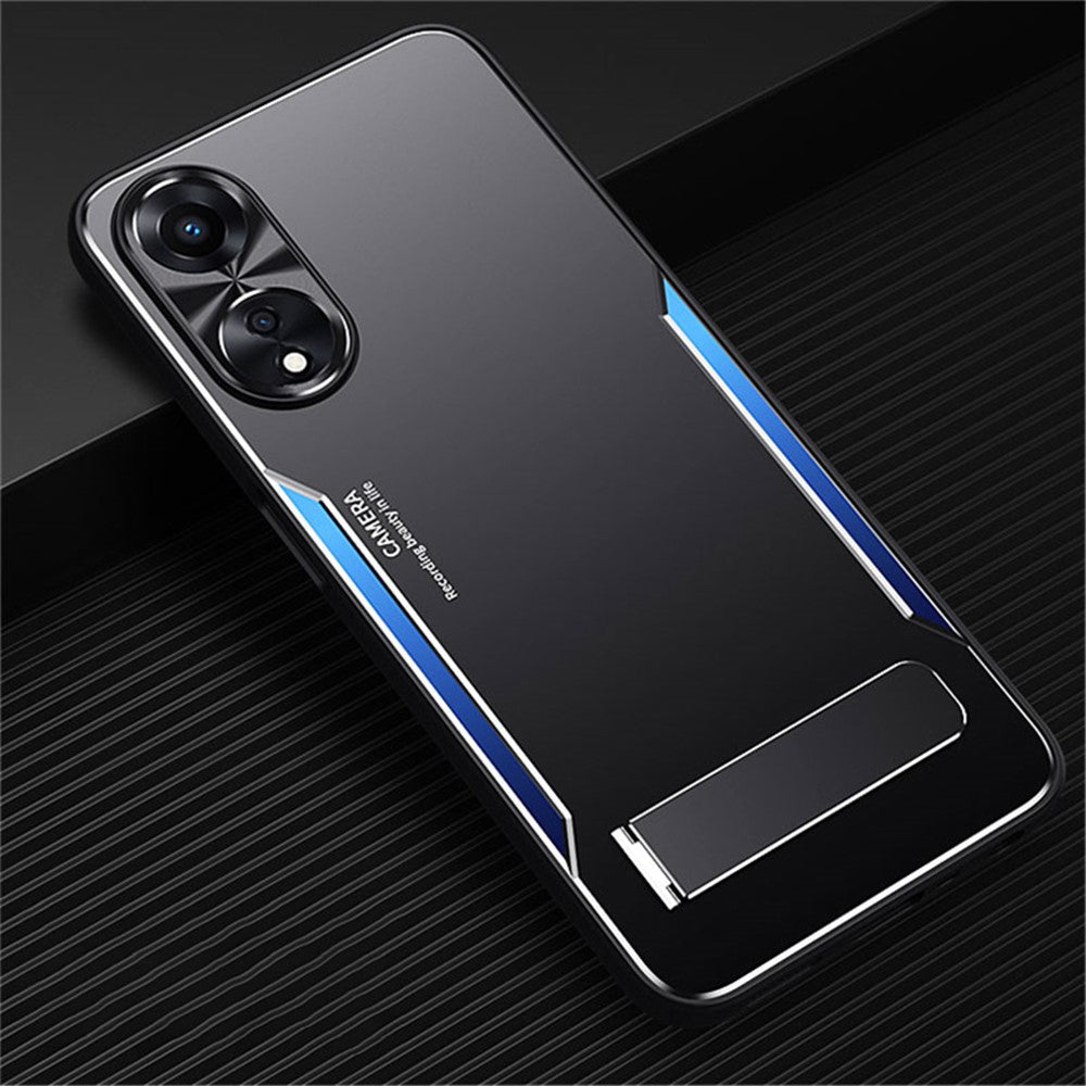 For Oppo A58 5G Kickstand Phone Case Aluminum Alloy Soft TPU Lens Protection Cover