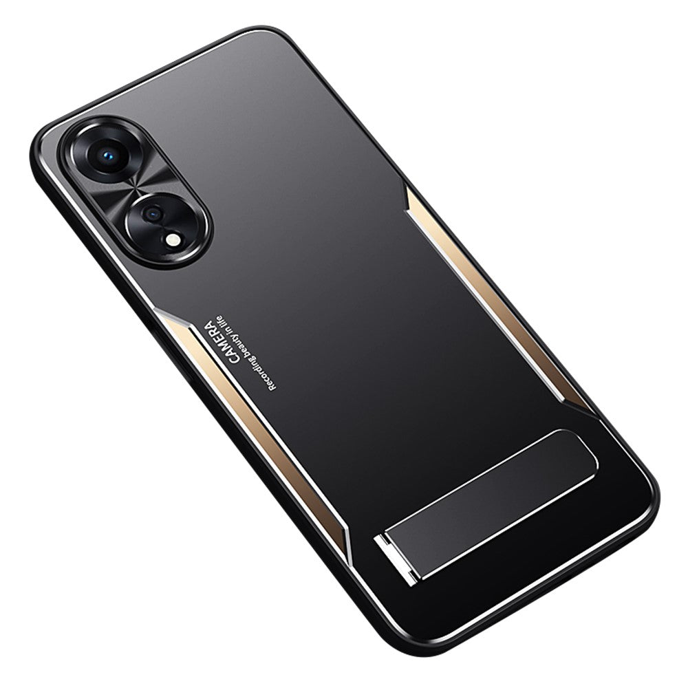 For Oppo A58 5G Kickstand Phone Case Aluminum Alloy Soft TPU Lens Protection Cover