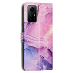 For Xiaomi Redmi Note 12S 4G Marble Pattern Wallet Case PU Leather Stand Phone Cover with Wrist Strap