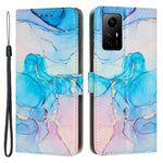 Xiaomi Redmi Note 12S 4G-pungetui med marmormønster i PU-læder, stativ og håndledsrem