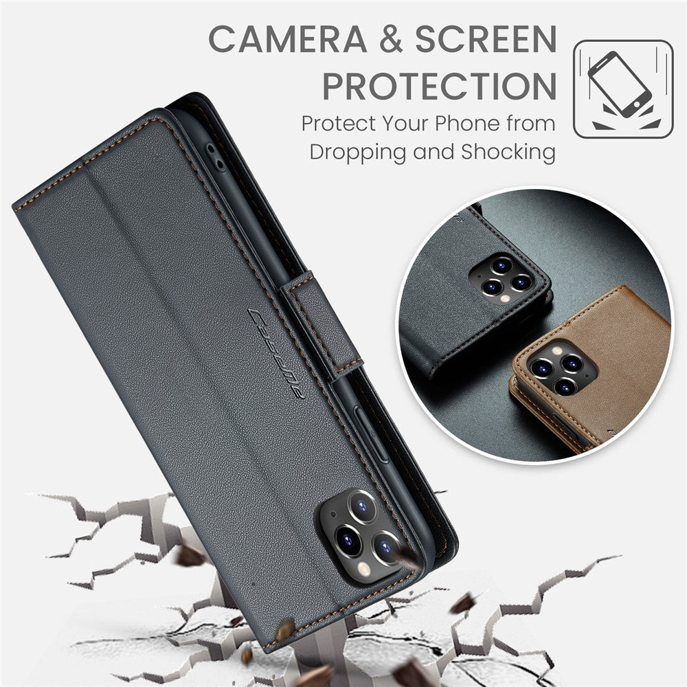 CASEME 023 Series Stand Leather Phone Case for iPhone 11 Pro , RFID Blocking Litchi Texture Wallet Cover