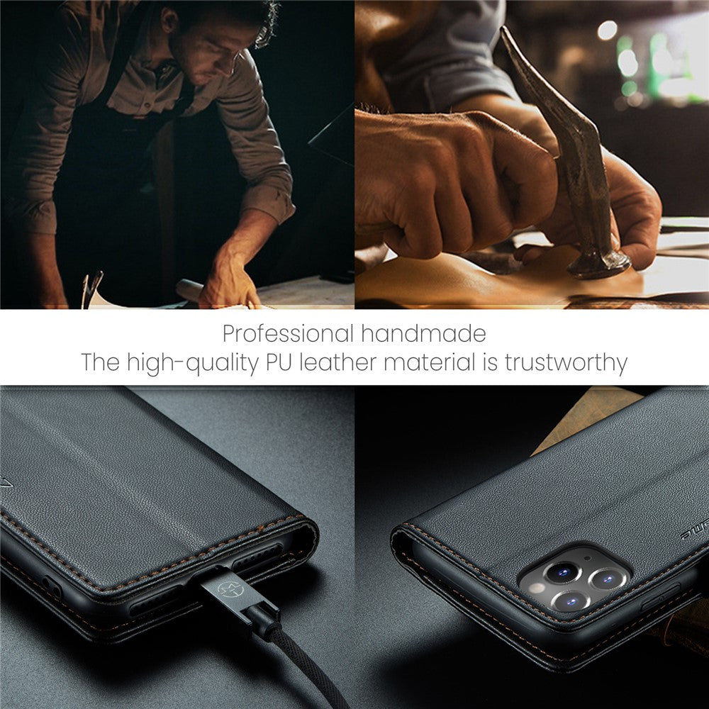 CASEME 023 Series Stand Leather Phone Case for iPhone 11 Pro , RFID Blocking Litchi Texture Wallet Cover