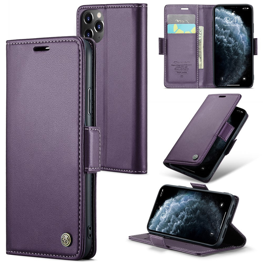 CASEME 023 Series Stand Leather Phone Case for iPhone 11 Pro , RFID Blocking Litchi Texture Wallet Cover