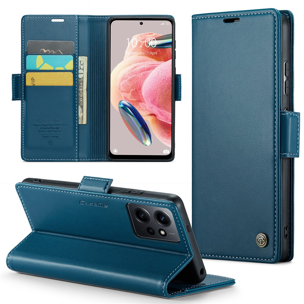 For Xiaomi Redmi Note 12 4G Leather Case CASEME 023 RFID Blocking 3 Card Slot Mobile Cover