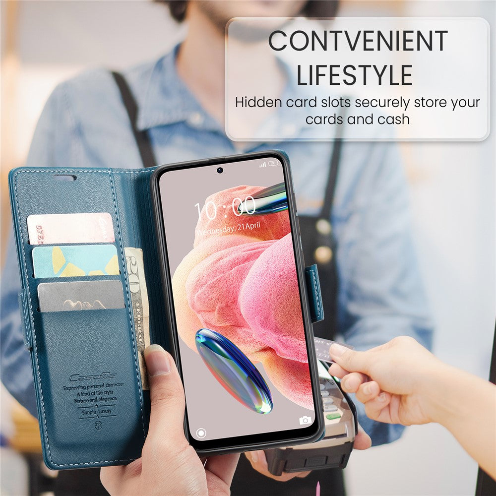 For Xiaomi Redmi Note 12 4G Leather Case CASEME 023 RFID Blocking 3 Card Slot Mobile Cover