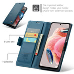 Läderfodral för Xiaomi Redmi Note 12 4G CASEME 023 RFID-blockerande mobilskal med 3 kortplatser