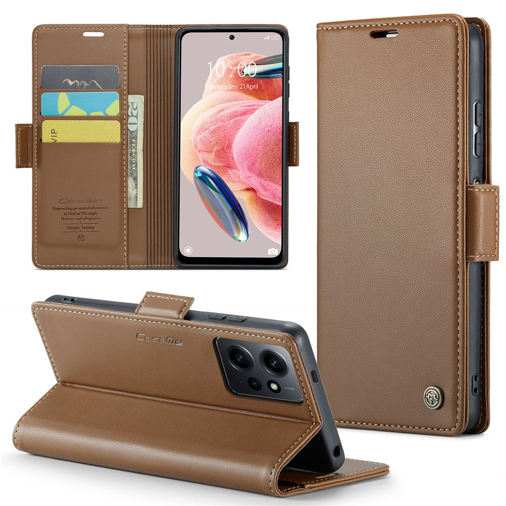 For Xiaomi Redmi Note 12 4G Leather Case CASEME 023 RFID Blocking 3 Card Slot Mobile Cover