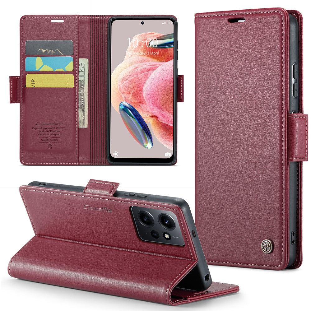 For Xiaomi Redmi Note 12 4G Leather Case CASEME 023 RFID Blocking 3 Card Slot Mobile Cover
