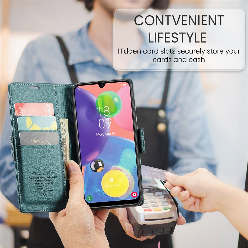 Til Samsung Galaxy A70 / A70s læderetui CASEME 023 RFID-blokerende mobildæksel med 3 kortpladser